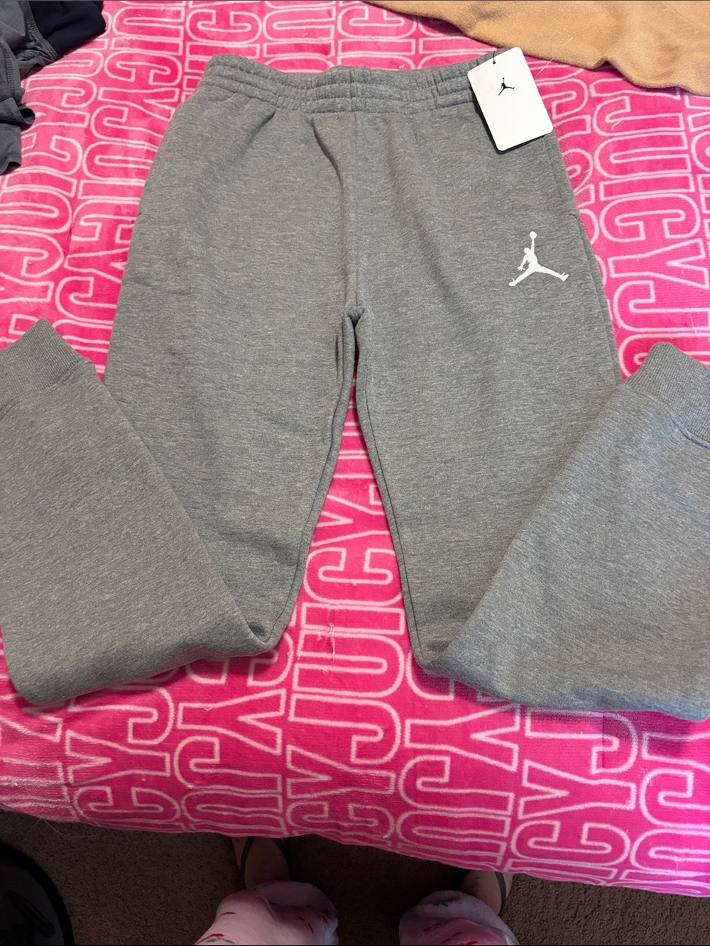 Jordan Grey Jumpman Fleece Joggers with White Logo